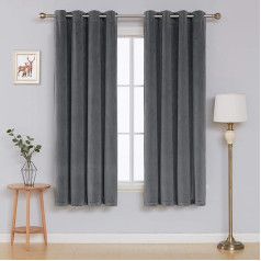Deconovo Velvet Curtains for the Bedroom, Semi-Transparent Curtains, 245x140