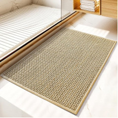 Bylphy Bath Mat Non-Slip Chenille Bathroom Rug 50 x 80 cm Super Absorbent Bath Mat Non-Slip Washable Bath Mat for Bathroom (Khaki, 50 x 80 cm)
