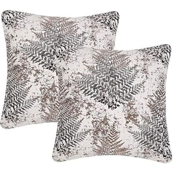 Yeiotsy Pack of 2 Nordic Style Cozy Decorative Sofa Bed Car Chair Geometric Cushion Covers Jacquard Chenille Coffee Fern 18x18 Inch