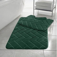 Rainbow Style Memory Foam Bath Mat Set of 2 Non Slip Pedestal Mat and Bath Mat Green