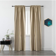 GIRASOLE Pair Curtains Metallic Effect Insulated Curtains for Living Room Bedroom Office Balcony Door Window 2 Panels with Pocket (Gold, 70 x 240 cm)