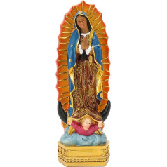 Christian Guadalupe Decorative Figure 20 cm Resin Religious Statue Hand Painted Good Luck Virgin Mary Sculpture Art Craft for Living Room Bedroom Table Decoration
