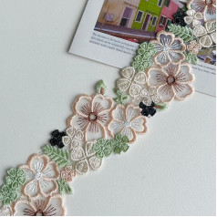 Delicate 3D Floral Pattern Lace Trim 6.85 cm Wide, Non-Elastic Organza Embroidery, Lace Ribbon for Dress/Wedding/Bridal DIY Sewing Decoration, 2 Yard