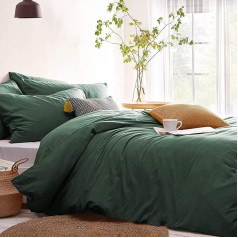 Lanqinglv Dark Green Plain Microfibre Breathable Duvet Cover 200 x 200 cm with Zip and 2 Pillowcases 50 x 75 cm