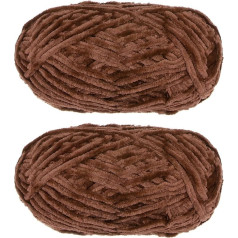 uxcell 2 Strands Velvet Yarn Chenille Yarn 2 x 100g 170m Total Length #6 Super Bulky Polyester Soft Blanket Yarn for Knitting Weaving Bag Coffee