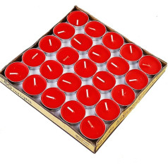 HorBous 50 Tea Lights Unscented Heavy 3.5-4 Hours Burning Time Paraffin 3.6 x 3.6 x 1.4 cm 14 g (Red)