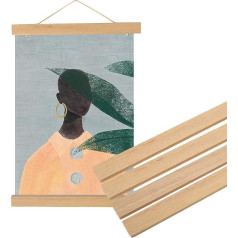 Picture Poster Artwork Canvas Hanger Modern Magnetic DIY Wooden Picture Frame for Decoration Wall White Wood (50 cm)