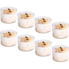Greyoe Dessert Glasses, Tea Light Glasses, Pack of 8 Transparent Dessert Cups, Round Pudding Glass Bottle, Mini Juice Drinking Cups, High Temperature Resistant for Dessert Ice Drinks