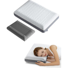 BedStory Ergonomic Neck Pillow, Memory Pillow in Bamboo Shape, Removable Cover and Two Hardness Levels, 60 x 40 cm