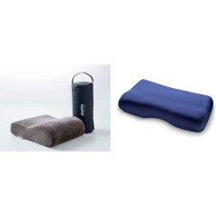 TEMPUR Memory Foam Travel Pillow, Ergonomic Travel Neck Pillow, Anthracite, 25 x 31 x 10/7 cm & Jersey Pillowcase, Elasticated Cover for Millennium/Original Sleeping Pillow S/M/L/XL, Blue