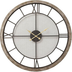 Kare Village Design Wall Clock Diameter 121 cm Elegant Wall Clock with Solid Wood Frame in Large Design Ideal for the Living Room