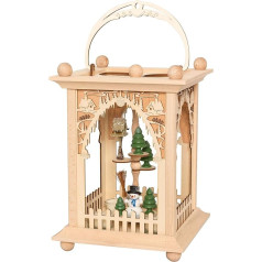 Kuhnert Pyramid Lantern, Village & Snowman, Mix of Christmas Pyramid and Lantern, Dimensions: 22 x 22 x 30 cm, Made in Germany