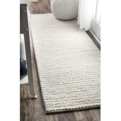 nuLOOM Caryatid Hand Woven Solid Wool Runner Rug, Off White, 2 ft 6 in x 6 ft