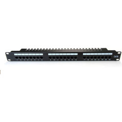Patchpanel 19'' 24x rj45, lsa līmenis, cat.5e, neekranēts, 1u, melns, kabeļu ceļvedis, marķēšanas lauki