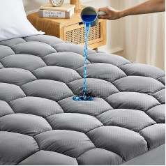 Sonive Matratzenauflage, wasserdicht, ultra-flauschig, weich, atmungsaktiv, geräuschlos, passgenau, Matratzenschutz, Premuim-Alternative Füllung Topper für King-Size-Bett, Grau 150 x 200 cm