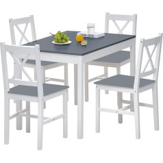 Allinlife Dining Table with 4 Chairs Set Pine Wood Dining Set of 4 for Dining Room Kitchen Living Room 108 x 65 x 73 cm Grey