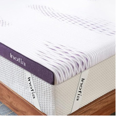 Inofia Sleep Gel Memory Foam Mattress Topper, Single, 8 cm, Gelex Bed Topper with Washable Cover, 2-Layer Foam Topper for Easy Rest, 100 Nights Home Trail (90 x 190)