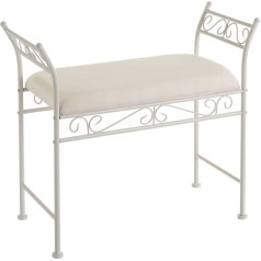Lolahome Shabby Chic Metal and Cotton Bed Bench, White, 73 x 30 x 65 cm