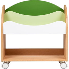 Flying Olly Kids Solid Wood Bookcase Toy Organizer Book Display Stand Multifunctional Organizer Shelf Wooden Book Cart for Living Room