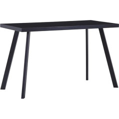 Vidaxl Dining Table Kitchen Table Dining Room Table Dining Room Kitchen Black 120 x 60 x 75 cm Tempered Glass Table Top Steel Tube Legs