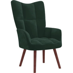 Vidaxl Recliner Chair, Armchair with Steel Frame, Wooden Legs, Relaxing Chair, Upholstered Chair with Armrest, TV Chair, Living Room, Modern, Dark Green Velvet