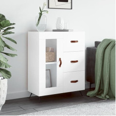 Higsose Sideboard White 69.5 x 34 x 90 cm Wood Material Tall Cabinet Buffet Cabinet Bathroom Cabinet Tall Cabinet Kitchen Buffet Tall Cabinet for Bathroom Tall Chest of Drawers