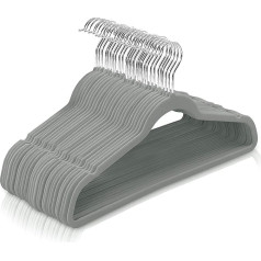 Ediesi , 35 Pieces Grey Velvet Coat Hangers Non-Slip Soft Thin Hangers for Trousers Shirt Skirt Suits (35 Pieces, Grey without Corat)