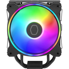 Cooler Master Hyper 212 Halo CPU Air Cooler - Jet Black Aluminium Finish, 4 Continuous Direct Contact Heatpipes with Fins, MF120 Halo2 Fan, LGA1700 & AM5 Cooler, ARGB Detection