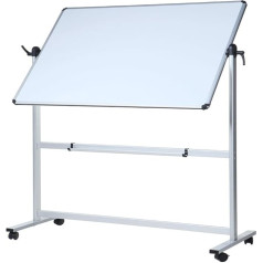 Viz-Pro Mobile Whiteboard / Double-Sided Magnetic Whiteboard with Aluminium Frame, White 1200 x 900 mm