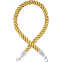 Premium Barrier Cord with Carabiners (Diameter 36 mm) - Barrier Rope with Snap Ends (1.5 m, Beige/Polished Chrome)