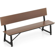 COSTWAY Weatherproof Garden Bench, 3-Seater Bench up to 500 kg, All-Weather Parking Bench Made of HDPE and Metal Frame, Patio Bench with Backrest for Garden, Park, Balcony, 183 x 52 x 85 cm, Brown