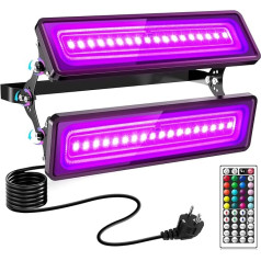 papasbox 120 W Black Light Spotlight UV Light Party LED Black Light Lamp with Plug Switch IP65 Waterproof RGB Wall Washer for Disco Party Light Decoration Disco Light with Remote Control