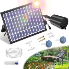 UKSUNVI Solar Pond Aerator with Air Pump 3 Modes (18H/36H/72H) Solar Aerator for Pond Outdoor, 4 W & 2200 mAh Solar Powered Air Pump with Bubble Regulator for Small Fish Pond, Aquarium