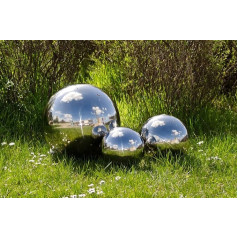 Köhko Set of 3 Garden Balls Polished Made of High-Quality Stainless Steel 20, 25 and 30 cm Decorative Baubles Set