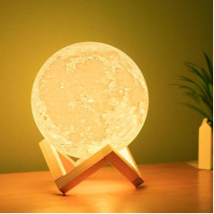 Balkwan Moon Lamp, Moon Lamp 3D Print Moon Lamp Dimmable USB Charging Touch Lamp for Children and Lovers Birthday Bedroom Romantic Gift (5.9 Inches)