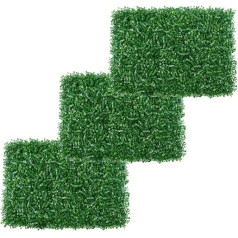 Eeneme Pack of 3 Artificial Hedge Green Artificial Plant Wall, Simulation Lawn Panels, Artificial Trellis Screening, 40 x 60 cm, Faux Boxwood Background for Home, Outdoor, Garden, Privacy