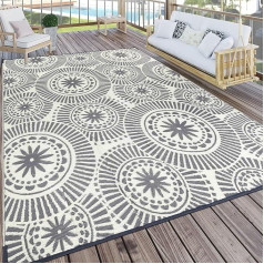 Ileading Outdoor Plastic Straw Rug 8x10ft Modern Geometric Style Reversible Waterproof Anti Pill Portable Rugs for RV Outdoor Deck Pool Beach Picnic Camping