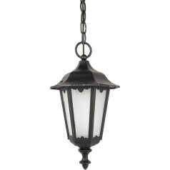 Licht-Erlebnisse DILSEN Outdoor Pendant Light Black Aluminium Glass IP43 Rustic Versatile Outdoor Lamp Garden Lantern