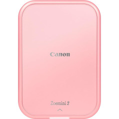 Canon Zoemini 2 Mini Photo Printer Mobile Portable Travel Pocket (Photo Print 5 x 7.6 cm, Wireless, for Smartphone + Tablet, Built-in Battery, App, Bluetooth) Rose Gold [+ 10 Zinc Print Set]