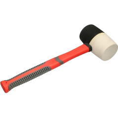 KOTARBAU® Rubber Mallet 650G Double Head Hammer Black and White Leaves No Traces for Brittle Materials Shock Absorbing Fibreglass Handle