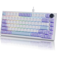AK820 75% Wired RGB Gasket Mechanical Keyboard with Volume Knob, South Facing LED, Poron Foam, PBT Keycaps, Custom Programmable Hot-Swap Keyboard