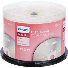 Philips DVD-R Rohlinge (4.7 GB Data/ 120 Minuten Video, 16x High Speed Aufnahme, 50er Spindel)
