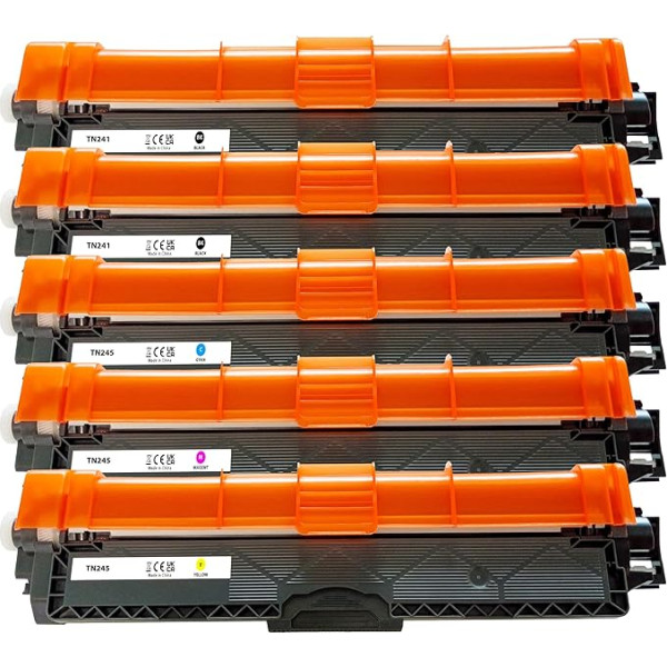 Supply Guy 5 Toner Cartridges Compatible with Brother TN-245 TN-241 TN245 TN241 TN242 TN246 for MFC-9332CDW MFC-9142CDN DCP-9022CDW DCP-9020CDW DCP-9017CDW HL-3142CW HL-3152CDW MFC-9140CDW N N