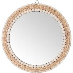 SWTHONY 38.1 cm Boho Round Hanging Wall Mirror Decorative Rattan Circle Wall Mirror for Farmhouse, Living Room, Bedroom, Bathroom