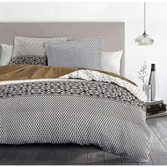 Home Linge Passion Duvet Cover - 3 Piece | 100% Cotton - 57 Thread Count | Double Bed - 240 x 260 cm | Night Berbere Grey Taupe