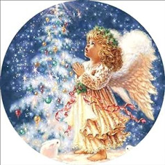 Cross Stitch Embroidery Kit for Adults and Kids, WOWDECOR Angel Baby Rabbit Christmas Tree 11CT Stamped DIY DMC Handmade Easy Beginners