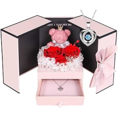ADDWel Eternal Rose with Women's Heart Necklace, 925 Silver, Chain with Red Infinity Rose, Gift Box for Girlfriend, Gifts for Women, Mother's Day, Valentine's Day, Christmas Day