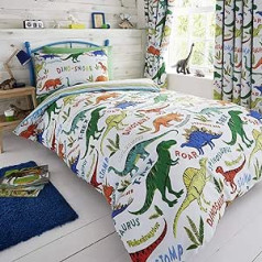 Happy Linen Company Children’s Duvet Cover Set - Dinosaurs - Reversible