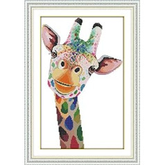 Joy Sunday 11CT DIY Stamped Cross Stitch Kits Crafts Complete Row Pre-Printed Embroidery Starter Kits for Beginners Giraffe 52 x 36 cm