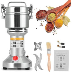 Pant Electric Grain Mill, Fast Speed Cereal Grinder, 500 g, Stainless Steel, Spice Herb Mill, Powder Machine with 3 Blades, Grain Grinder for Herbs, Cereals, Coffee Seeds